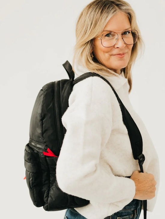 Pretty Simple Go To Organized Puffer Nylon Backpack Laptop Compartment Black